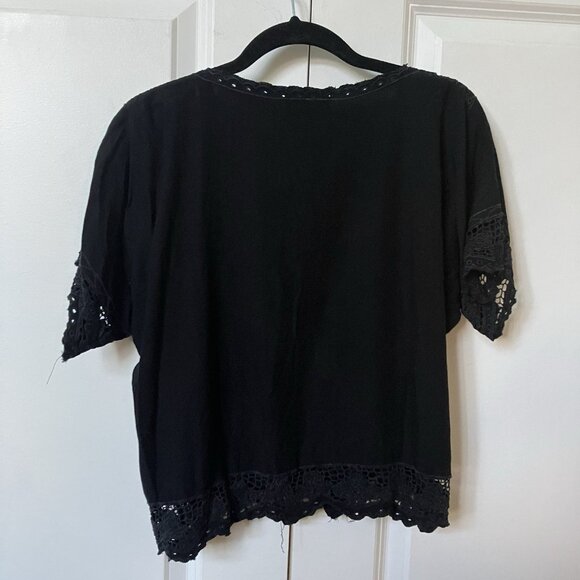 Y2K Yaya Blouse Womens XL Black Boho Witchy Lace Whimsigoth 90s Vintage - Picture 7 of 7